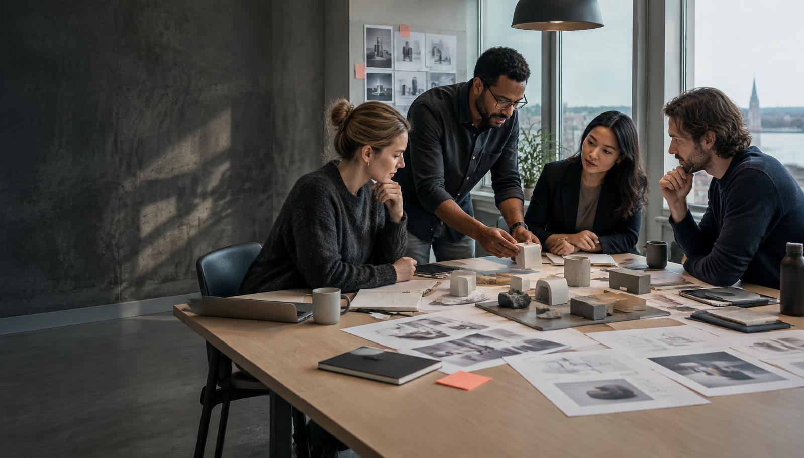 A cross-functional team developing a business concept together
